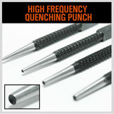 4Pc Nail Punch Set Heavy Duty Solid Steel Hole Punching Leather Gasket 0.8-3.2mm