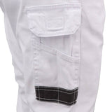 Men's Cargo Cotton Drill Work Pants UPF 50+ 13 Pockets Tradies Workwear Trousers, White, 36