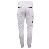 Men's Cargo Cotton Drill Work Pants UPF 50+ 13 Pockets Tradies Workwear Trousers, White, 40