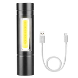 Super Bright COB Mini LED Flashlight USB Rechargeable Camping Small Torch Lamp