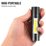 Super Bright COB Mini LED Flashlight USB Rechargeable Camping Small Torch Lamp