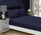 1000TC Ultra Soft Fitted Sheet & 2 Pillowcases Set - Double Size Bed - Midnight Blue