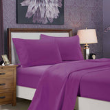 1000TC Ultra Soft Double Size Bed Purple Flat & Fitted Sheet Set