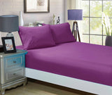 1000TC Ultra Soft Fitted Sheet & 2 Pillowcases Set - Queen Size Bed - Purple