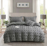 Tufted Dot Jacquard King Size Grey Duvet Doona Quilt Cover Set