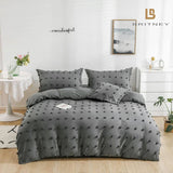 Tufted Dot Jacquard Queen Size Grey Duvet Doona Quilt Cover Set