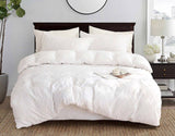 Tufted Diamond Jacquard King Size White Duvet Doona Quilt Cover Set