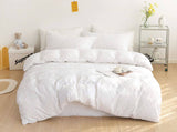 Tufted Diamond Jacquard King Size White Duvet Doona Quilt Cover Set