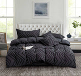 Tufted Boho Wave Jacquard Super King Size Black Duvet Doona Quilt Cover Set