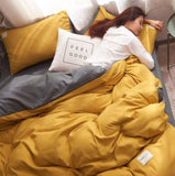 1000TC Reversible King Size Yellow and Grey Duvet Doona Quilt Cover Set