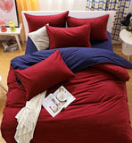 1000TC Reversible Queen Size Blue and Red Duvet Doona Quilt Cover Set