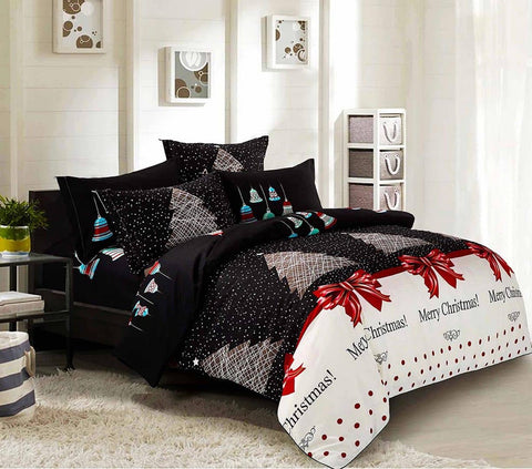 Merry Queen Size Christmas Quilt/Doona/Duvet Cover Set