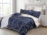 Tree Reversible Super King Size Blue Duvet Doona Quilt Cover Set