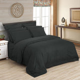 1000TC Ultra Soft Striped King Size Charcoal Duvet Doona Quilt Cover Set