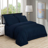 1000TC Ultra Soft Striped Super King Size Midnight Blue Duvet Doona Quilt Cover Set