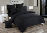 Seersucker Double Size Black Duvet Doona Quilt Cover Set