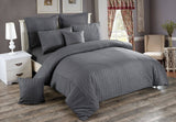 Seersucker Double Size Charcoal Duvet Doona Quilt Cover Set