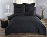 Seersucker Queen Size Black Duvet Doona Quilt Cover Set