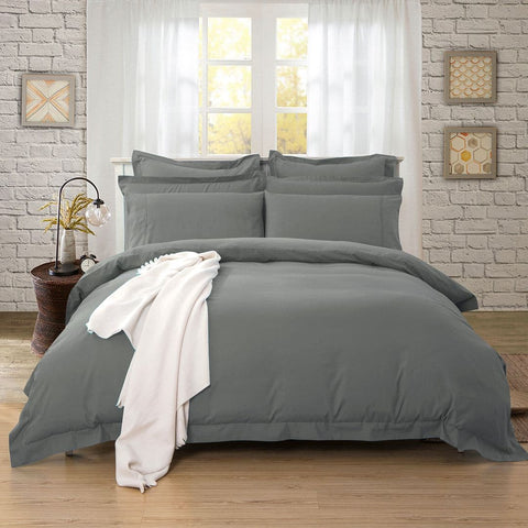 1000TC Tailored Queen Size Quilt/Doona/Duvet Cover Set - Charcoal