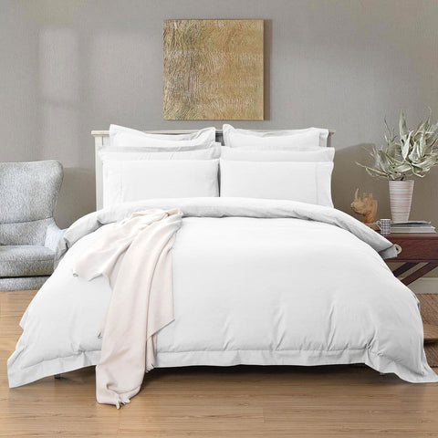 1000TC Tailored Super King Size White Duvet Doona Quilt Cover Set