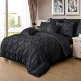 Diamond Pintuck Double Size Black Duvet Doona Quilt Cover Set