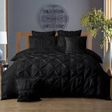 Diamond Pintuck Double Size Black Duvet Doona Quilt Cover Set