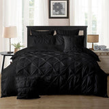 Diamond Pintuck King Size Black Duvet Doona Quilt Cover Set