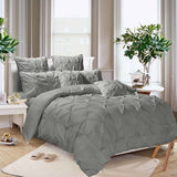 Diamond Pintuck King Size Grey Duvet Doona Quilt Cover Set