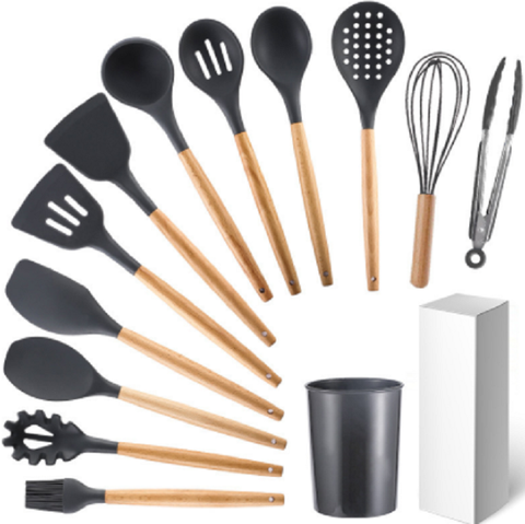 12pcs Silicone Utensils Set Black