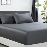 400 thread count bamboo cotton 1 fitted sheet with 2 pillowcases mega king charcoal