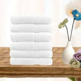 6 piece ultra light cotton hand towel set in white