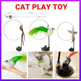 Cat Play Toy Simulation Birds Teaser Wand Interactive Stick with Suction Cup AU