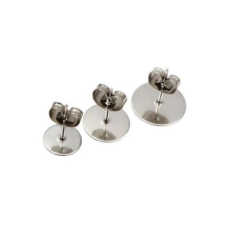 50/100/200PCS Earring Stud Posts Pads+Nut Backs Silvery Surgical Steel DIY Craft