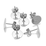 50/100/200PCS Earring Stud Posts Pads+Nut Backs Silvery Surgical Steel DIY Craft