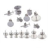 50/100/200PCS Earring Stud Posts Pads+Nut Backs Silvery Surgical Steel DIY Craft