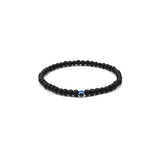 Turkish Greek Evil Eye Bracelet 6mm Elastic Cord Black Bead Handmade Unisex