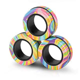 Magnetic Ring Finger Spinner Rainbow Fidget Sensory Autism Anxiety ADHD Stress