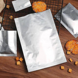 Silver Open Top Aluminum Foil Packaging Bags Heat Seal Vacuum Food Pouches