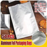 Silver Open Top Aluminum Foil Packaging Bags Heat Seal Vacuum Food Pouches