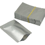 Silver Open Top Aluminum Foil Packaging Bags Heat Seal Vacuum Food Pouches