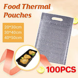 100Pcs Aluminum Foil Insulated Food Storage Bags for Thermal Cooling