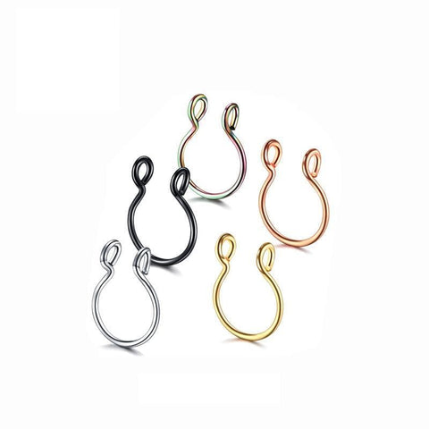 0.8mm Thin Septum Fake Nose Clip Ring No Piercing 5 Colours