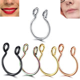 0.8mm Thin Septum Fake Nose Clip Ring No Piercing 5 Colours