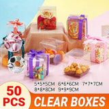 50 PVC Clear Transparent Macaron Square Cube Boxes For Wedding Favour Gift Candy