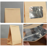 50Pcs Kraft Paper Self-Sealing Bags Tea Nut Bags Dry Goods Packaging Sealed Bags