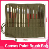Roll Up Paint Brush Holder Canvas Bag Draw Storage Case Organizer Artist Army