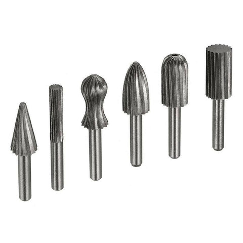 6/12PCS Tungsten Steel Carbide Burrs For Rotary Drill Bit Die Grinder 6mm Shank