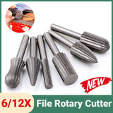 6/12PCS Tungsten Steel Carbide Burrs For Rotary Drill Bit Die Grinder 6mm Shank