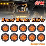 10X Round Marker Lights Amber LED Truck Trailer Side Clearance Indicators Light