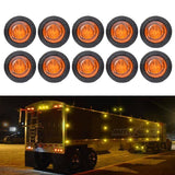 10X Round Marker Lights Amber LED Truck Trailer Side Clearance Indicators Light